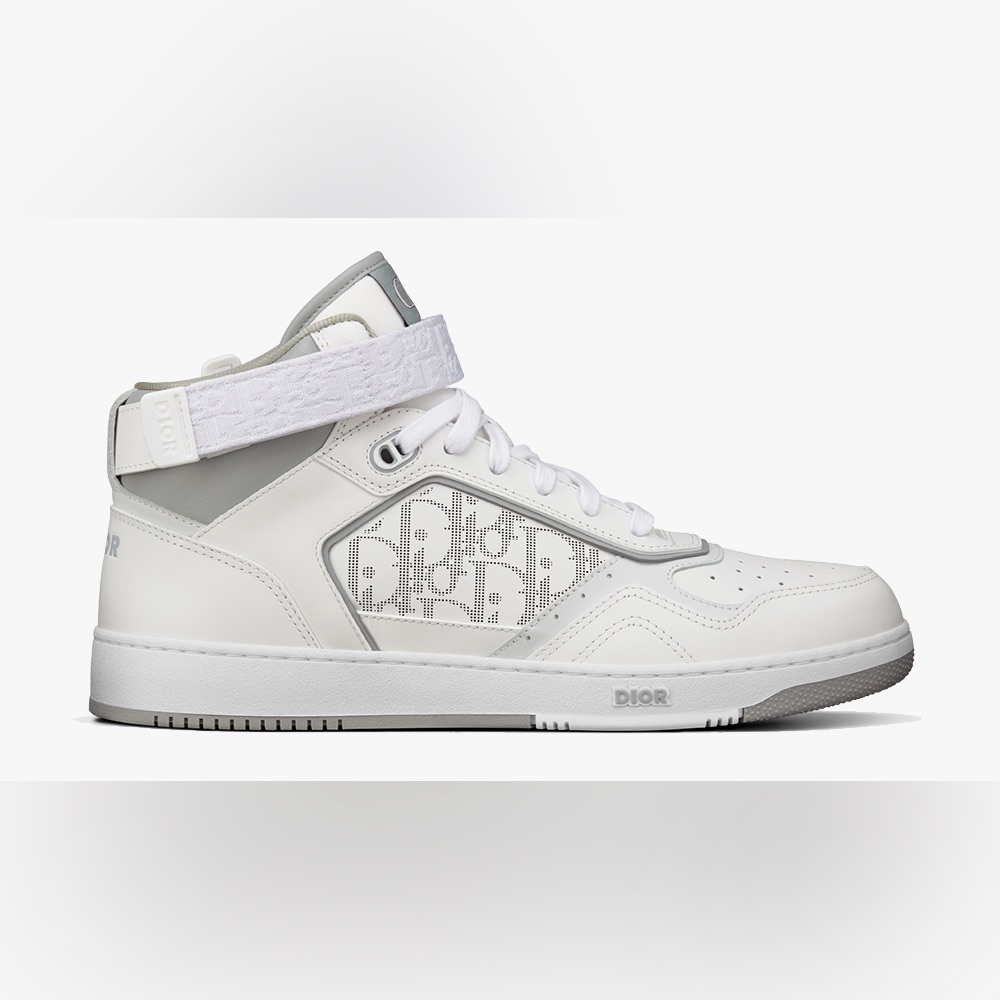 DIOR BNIB MEN B27 HIGH-Top Sneaker White Smooth Calfskin and White Dior Oblique